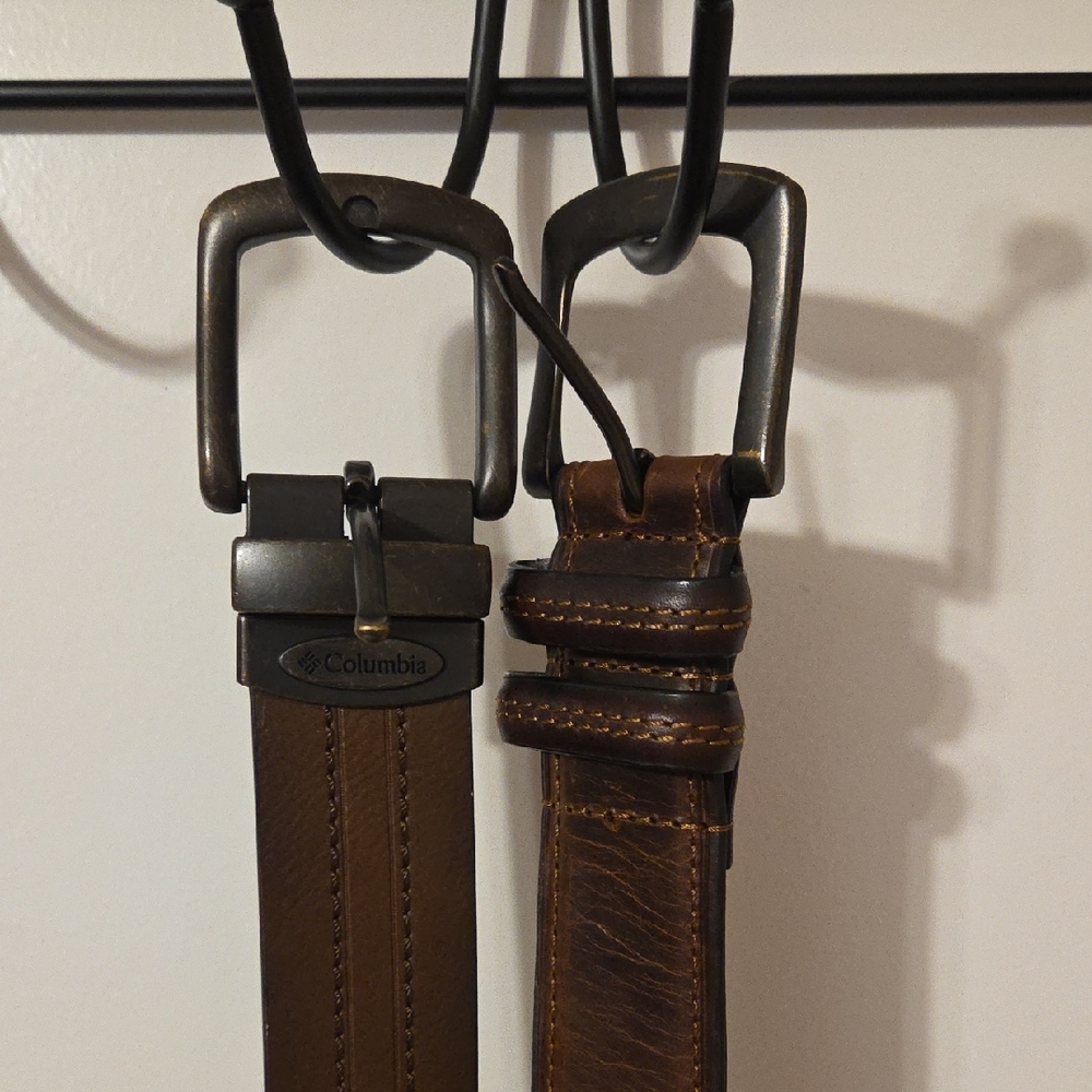 2 Brown Leather Men's Belt